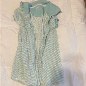 Ruffle Butts Light Blue Striped Zip Up Hoodie Swimsuit cover-up